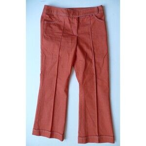 IVY JANE GROOVY hot orange cuffed cropped pants contrast stitching 30x25 sz 4